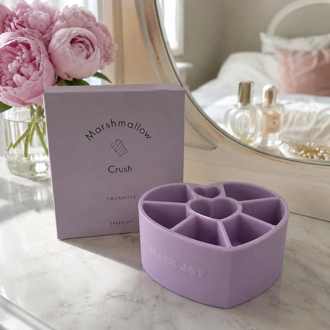 Organizador maquillaje corazón lila Marshmallow